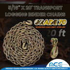 5/16" X 20 ft G70 Transport Chains with Grab Hooks - 6 Pack