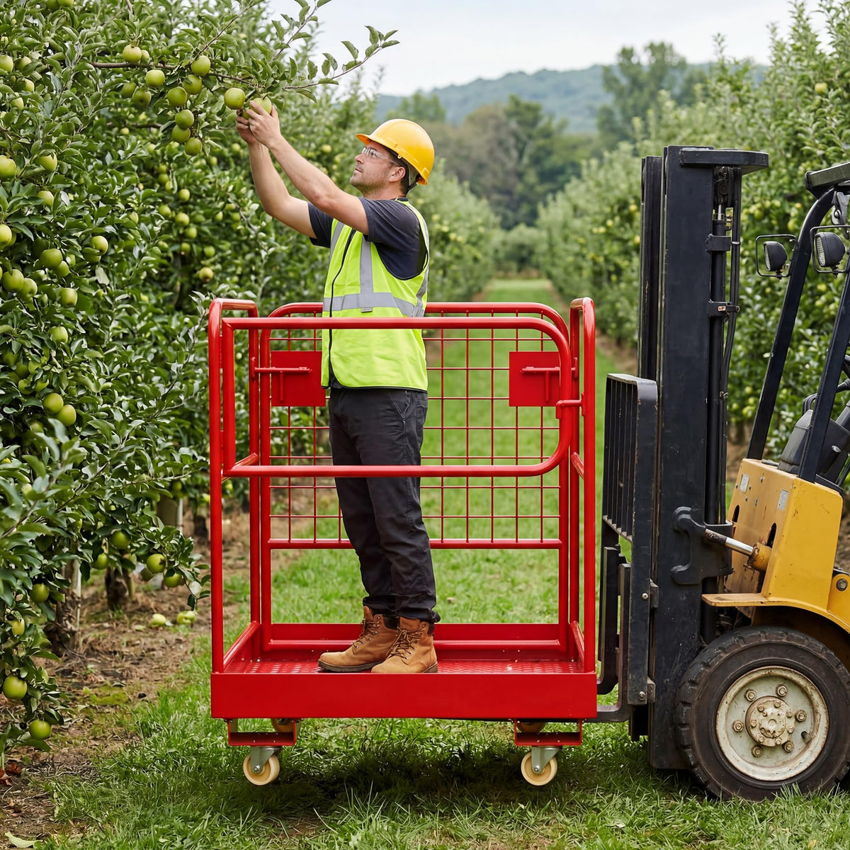 1200LBS Foldable Forklift Safety Cage, 36"X36" Man Basket for 1-3 People